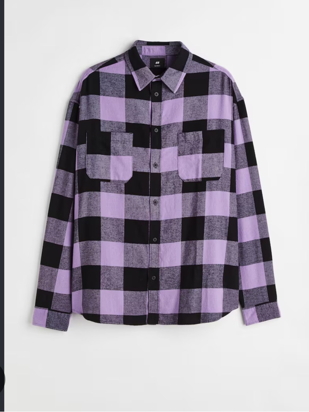 H&M Men's Black & Pale Pink Buffalo Plaid Flannel Shirt